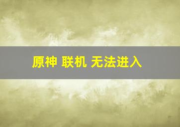 原神 联机 无法进入